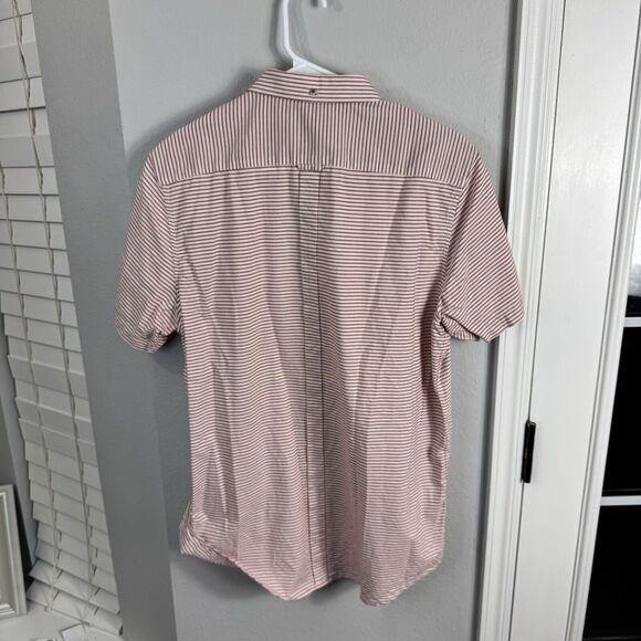 Ben Sherman‎ blouse Large Red white stripes button-up Pocket short sleeve - Picture 2 of 6